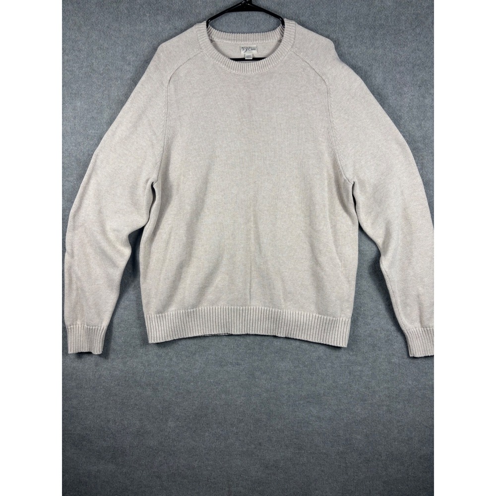 J. Crew Mens XXL Beige Cotton Crewneck Knit Sweater BI841 HO23 Tan Long Sleeve‎